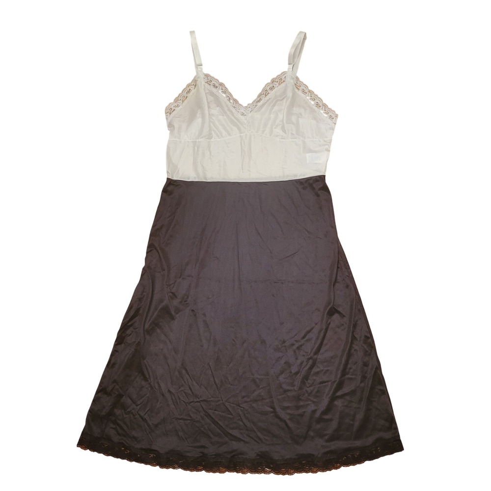 Sarah Smith 36 Nightgown White Black Lace Vintage Slip Dress Nightgown Lingerie